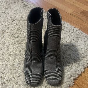 Sugar Black & White Plaid Chelsea Ankle Boots